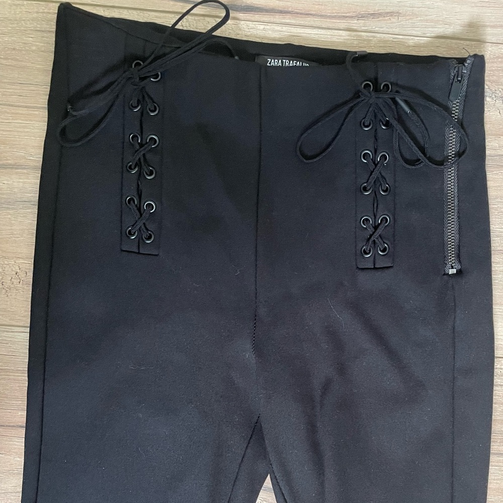 Zara black leggings with tie up detailing
